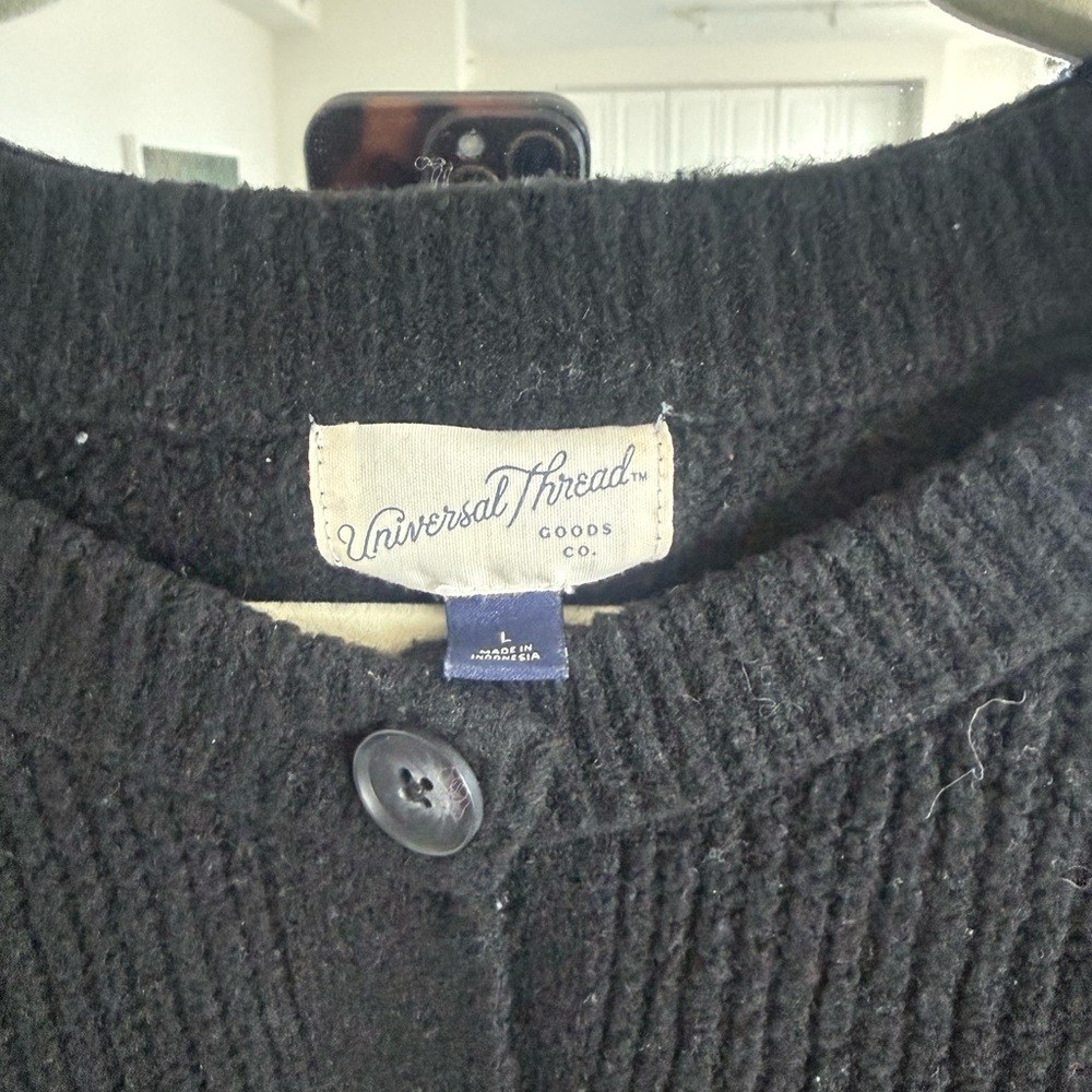 Universal Thread Black Ribbed Button-Front Cardigan - Picture 3 of 3
